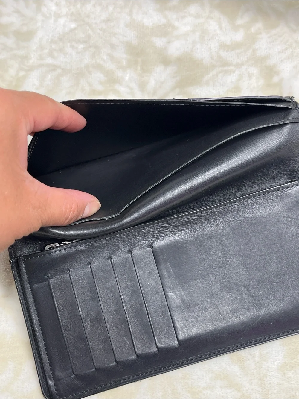 Louis Vuitton Damier Infini Black Leather Long Wallet Checkbook Wallet